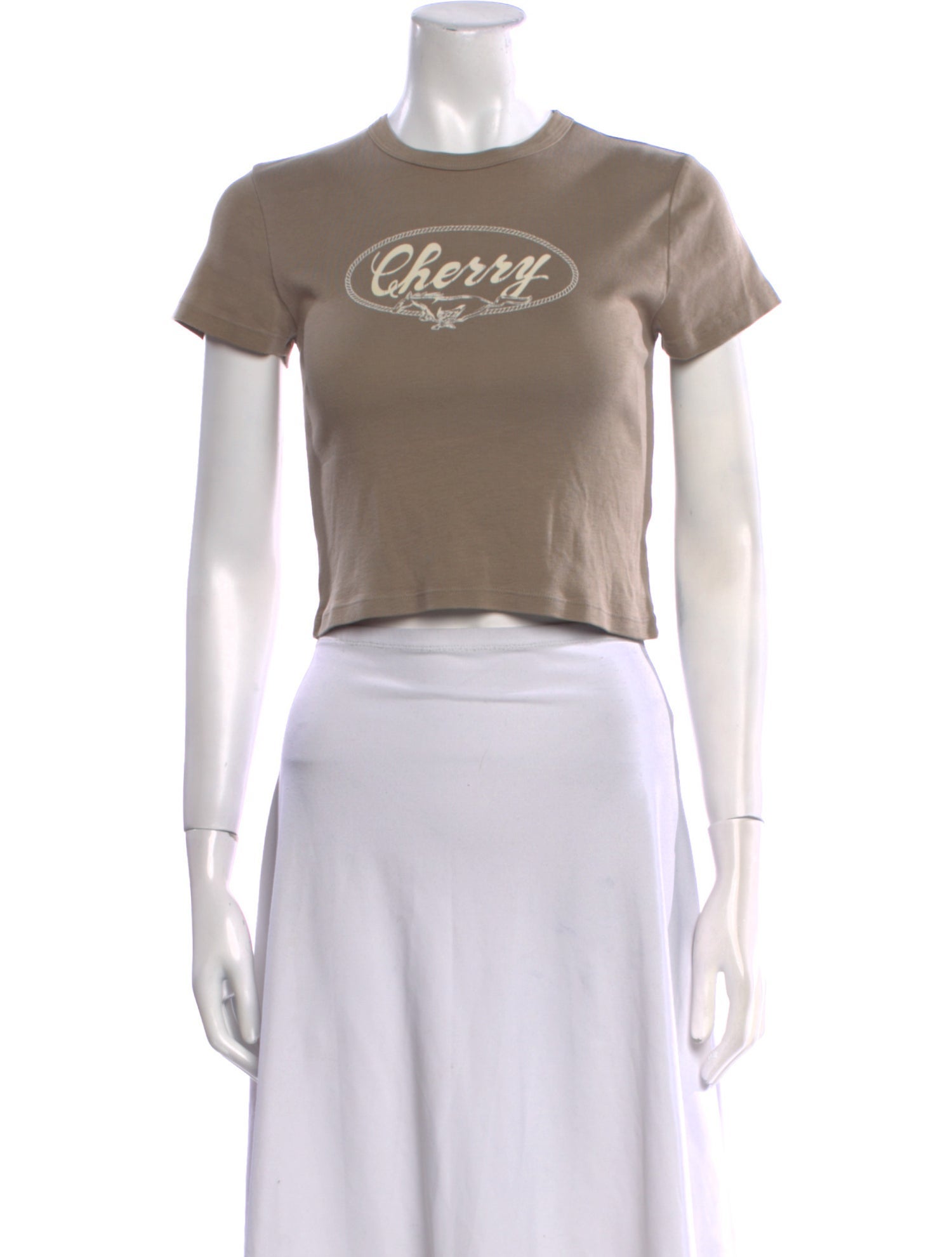 Cherry Los Angeles Graphic Print Crew Neck Crop Top