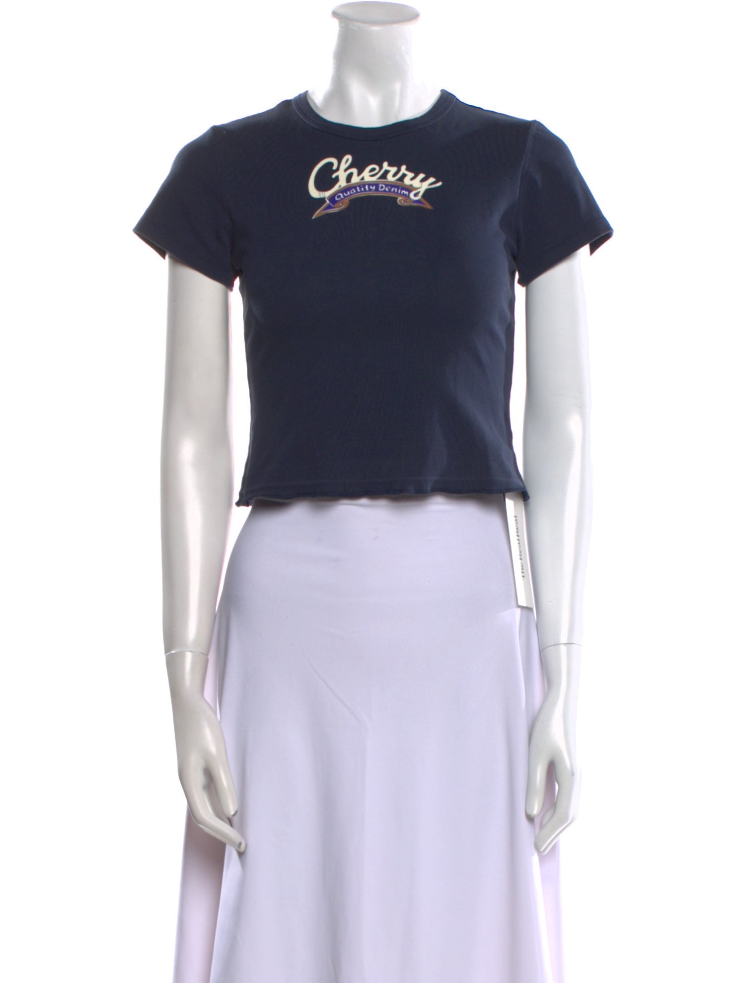 Cherry Los Angeles Graphic Print Crew Neck Crop Top