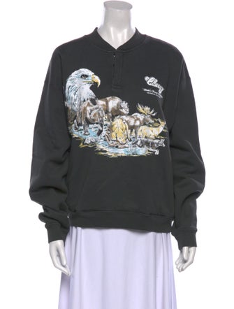 Cherry Los Angeles Graphic Print Crew Neck Sweatshirt