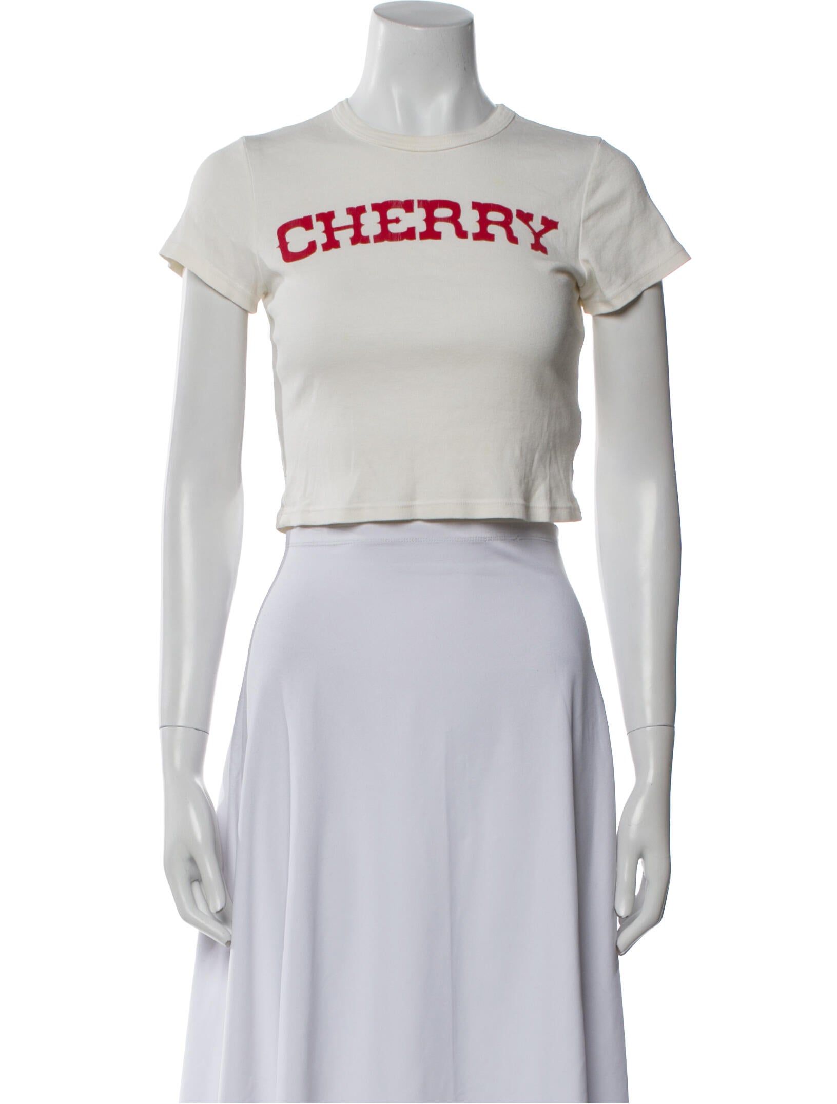 Cherry Los Angeles Graphic Print Crew Neck Crop Top