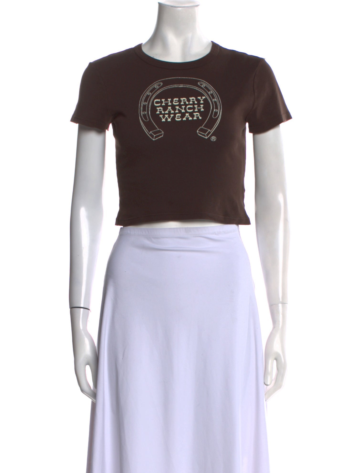 Cherry Los Angeles Graphic Print Crew Neck Crop Top