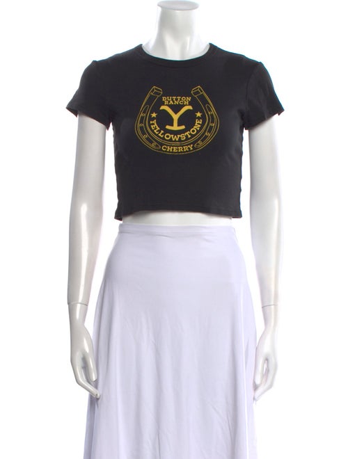 Cherry Los Angeles Graphic Print Crew Neck Crop Top