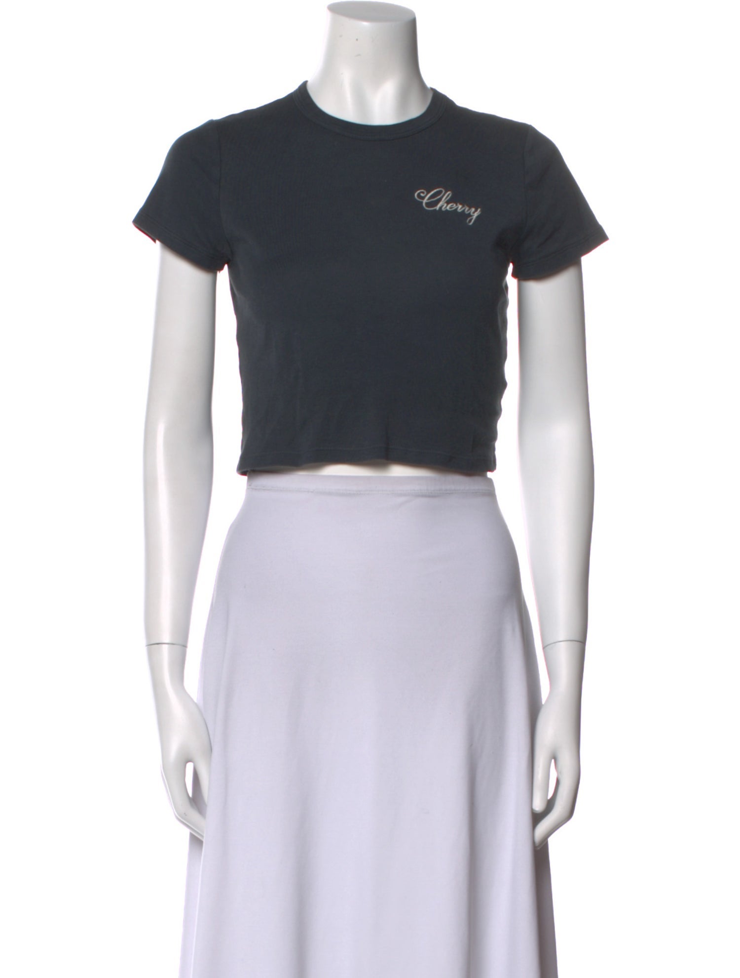 Cherry Los Angeles Graphic Print Crew Neck Crop Top