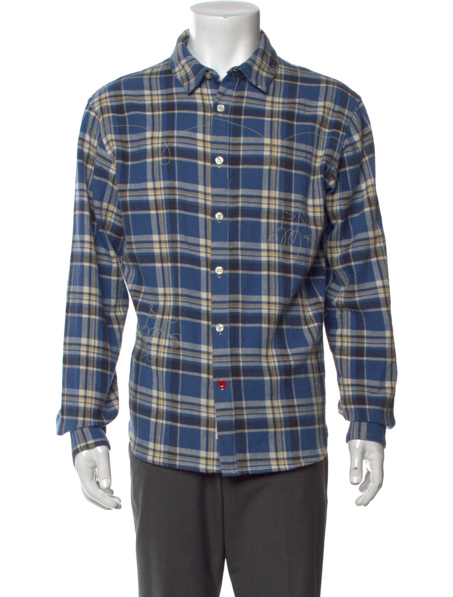 Cherry Los Angeles Plaid Print Long Sleeve Shirt