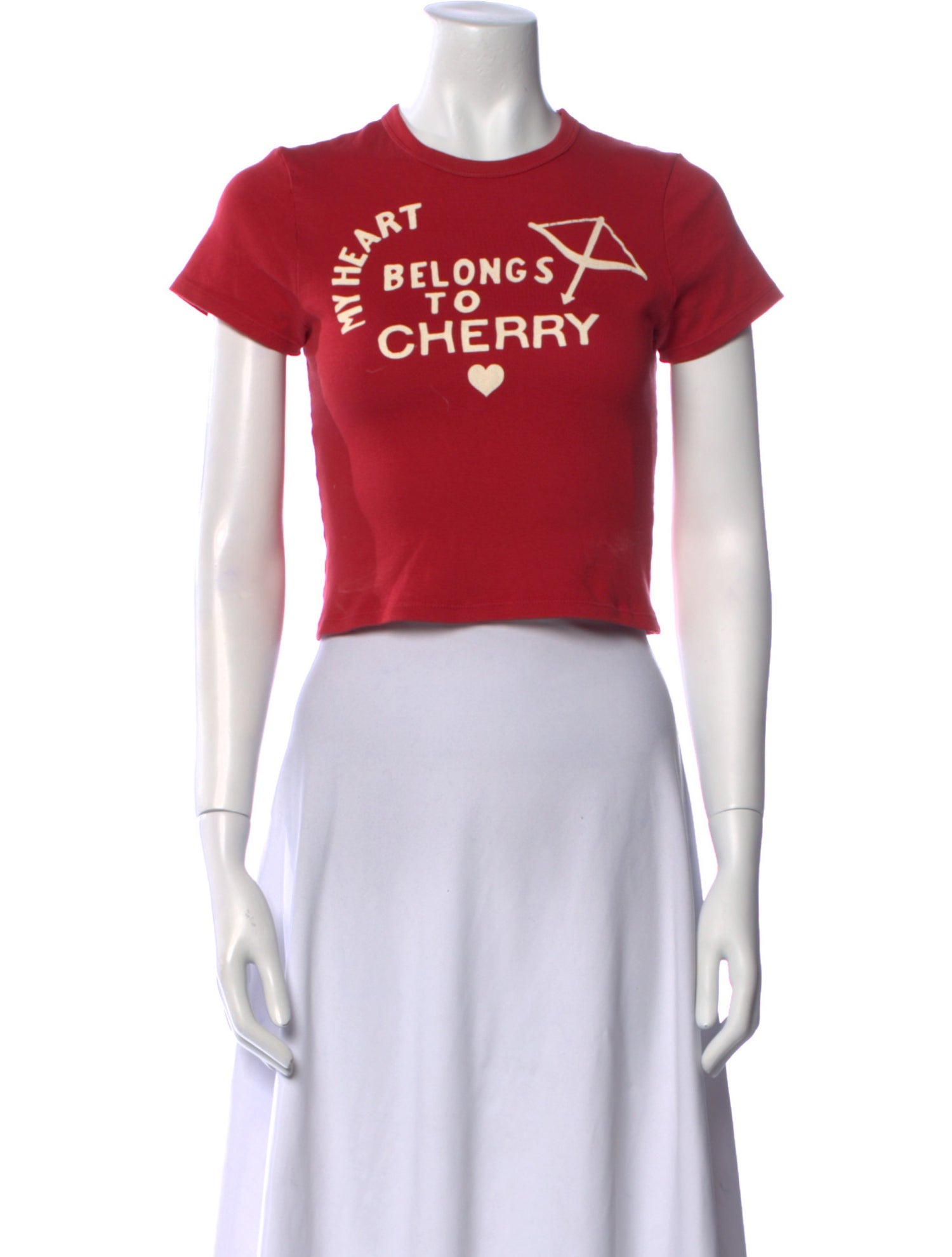 Cherry Los Angeles Graphic Print Crew Neck Crop Top
