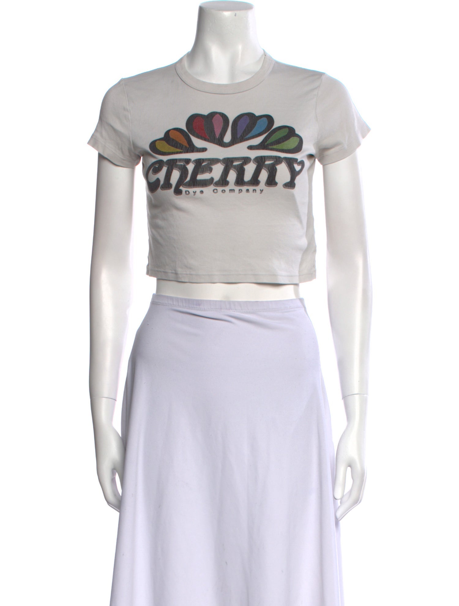 Cherry Los Angeles Graphic Print Crew Neck Crop Top