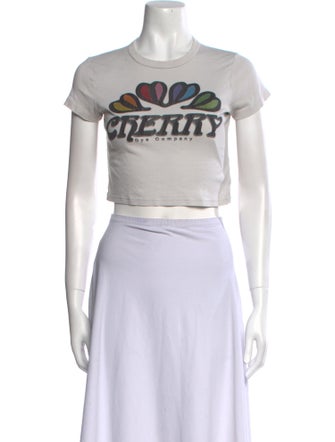 Cherry Los Angeles Graphic Print Crew Neck Crop Top