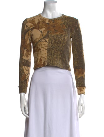 Cherry Los Angeles Animal Print Crew Neck Crop Top