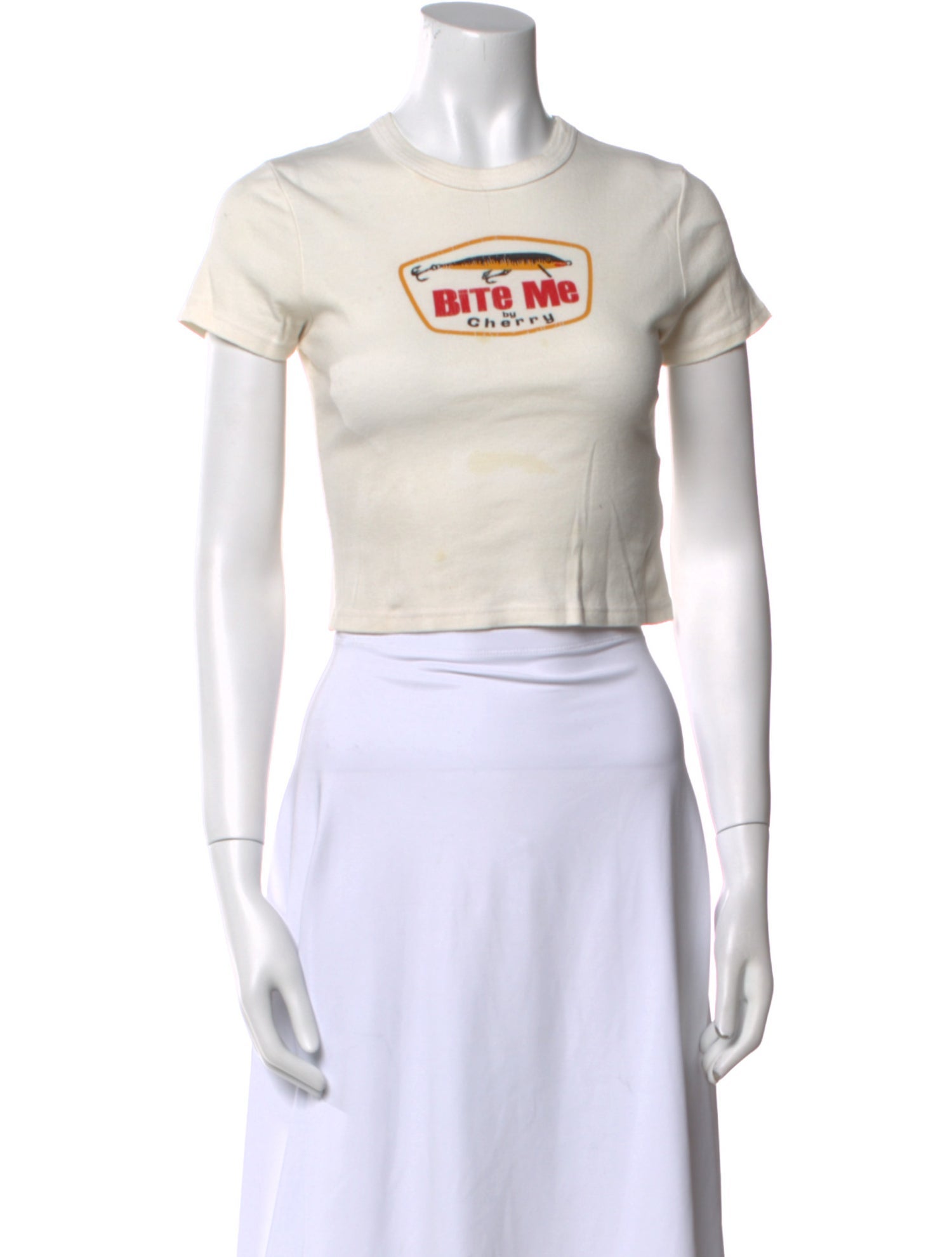 Cherry Los Angeles Graphic Print Crew Neck Crop Top