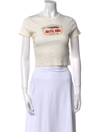 Cherry Los Angeles Graphic Print Crew Neck Crop Top