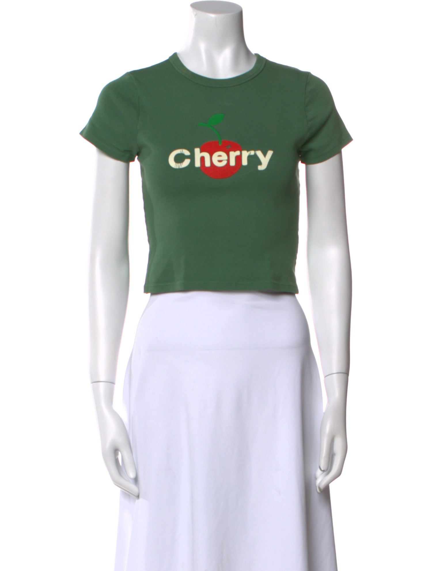 Cherry Los Angeles Graphic Print Crew Neck Crop Top