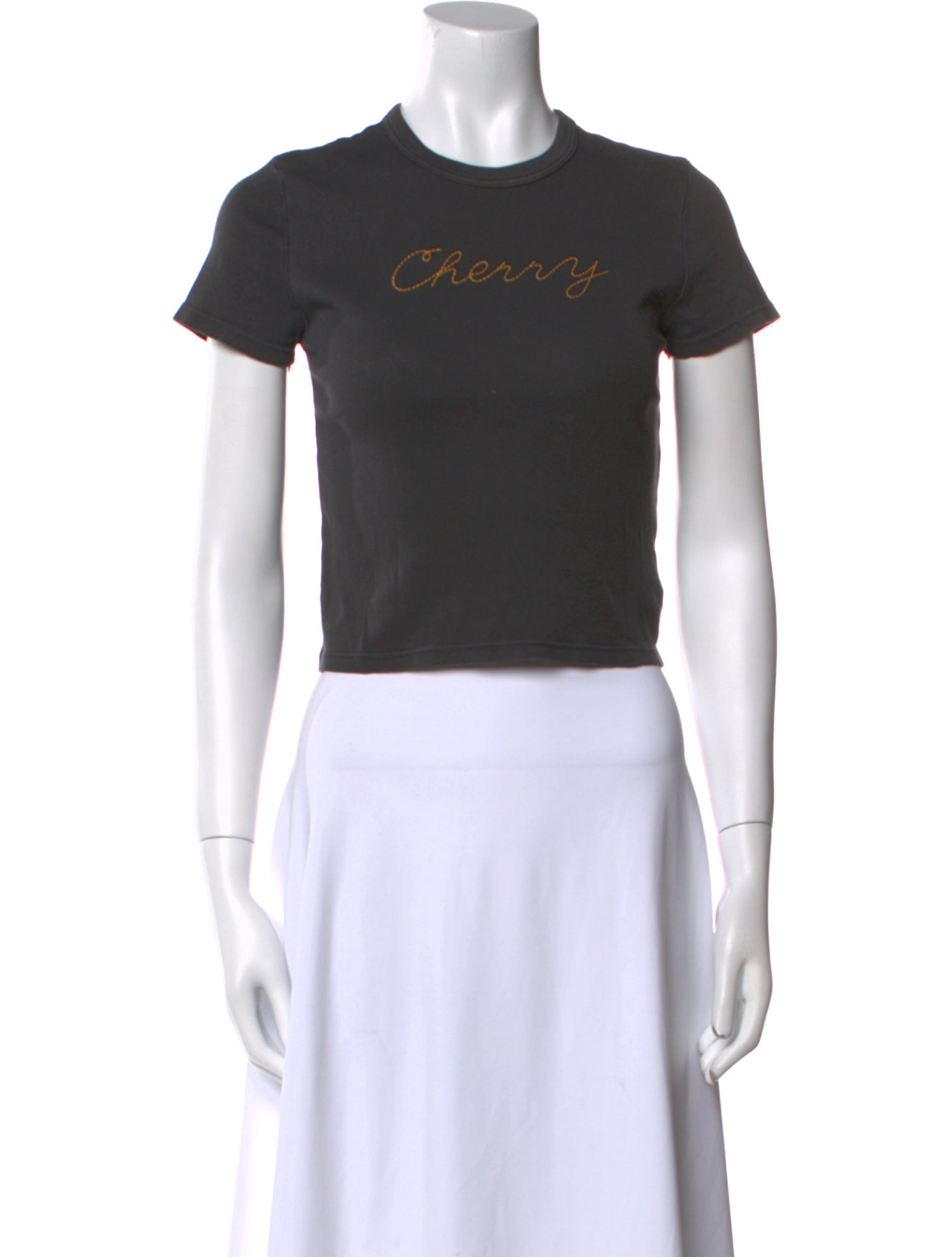 Cherry Los Angeles Graphic Print Crew Neck Crop Top