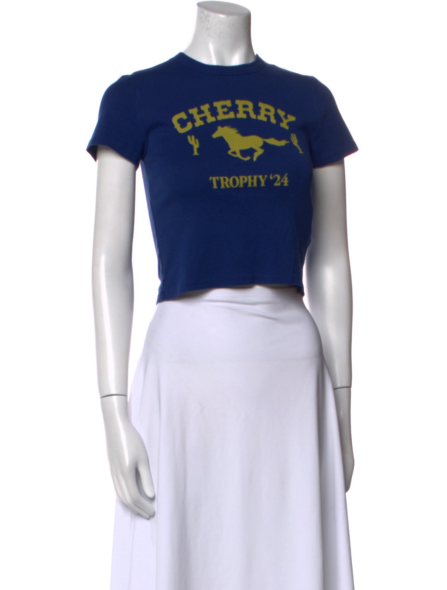 Cherry Los Angeles Graphic Print Crew Neck Crop Top