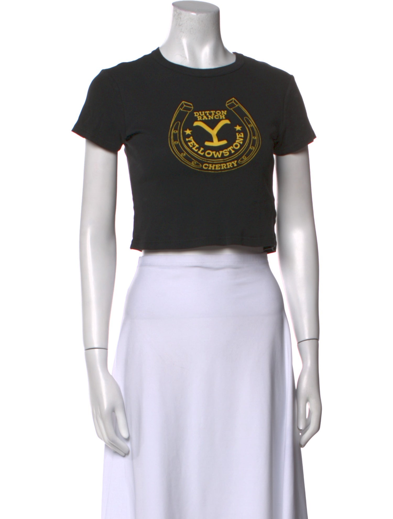 Cherry Los Angeles Graphic Print Crew Neck Crop Top