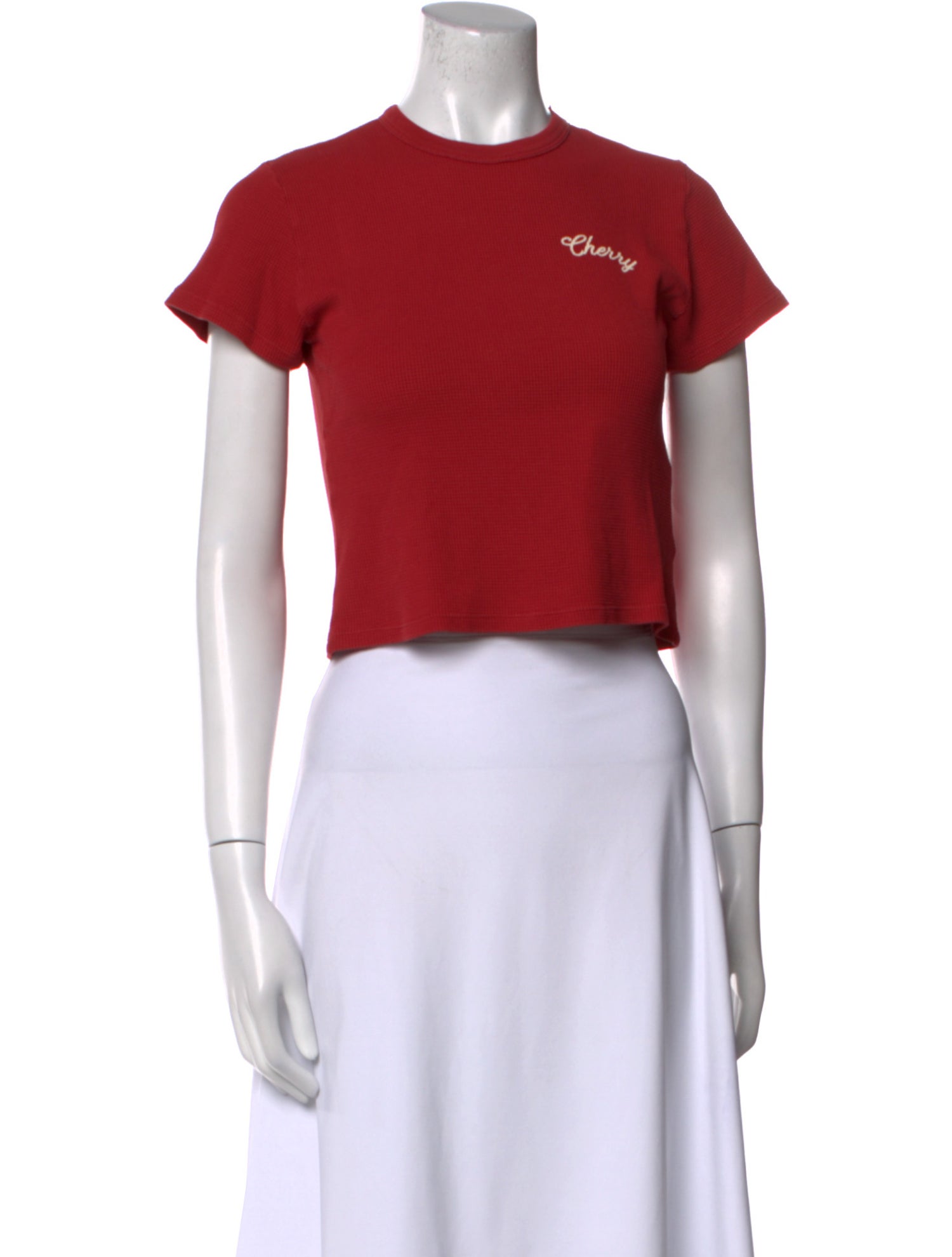 Cherry Los Angeles Crew Neck Short Sleeve Crop Top