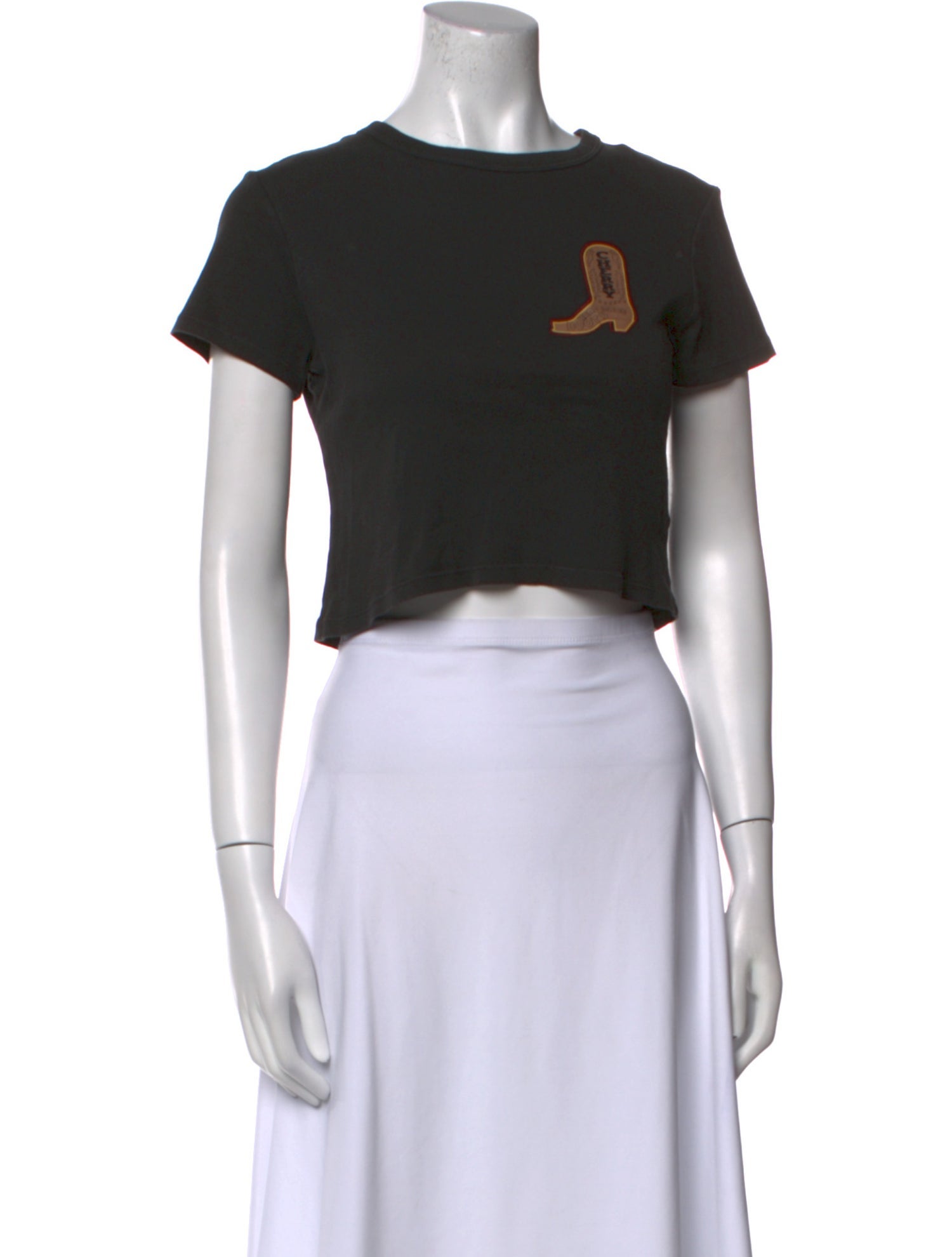 Cherry Los Angeles Graphic Print Crew Neck Crop Top