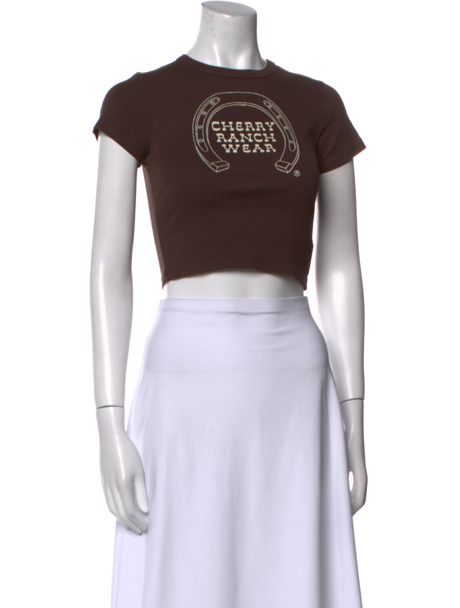 Cherry Los Angeles Graphic Print Crew Neck Crop Top