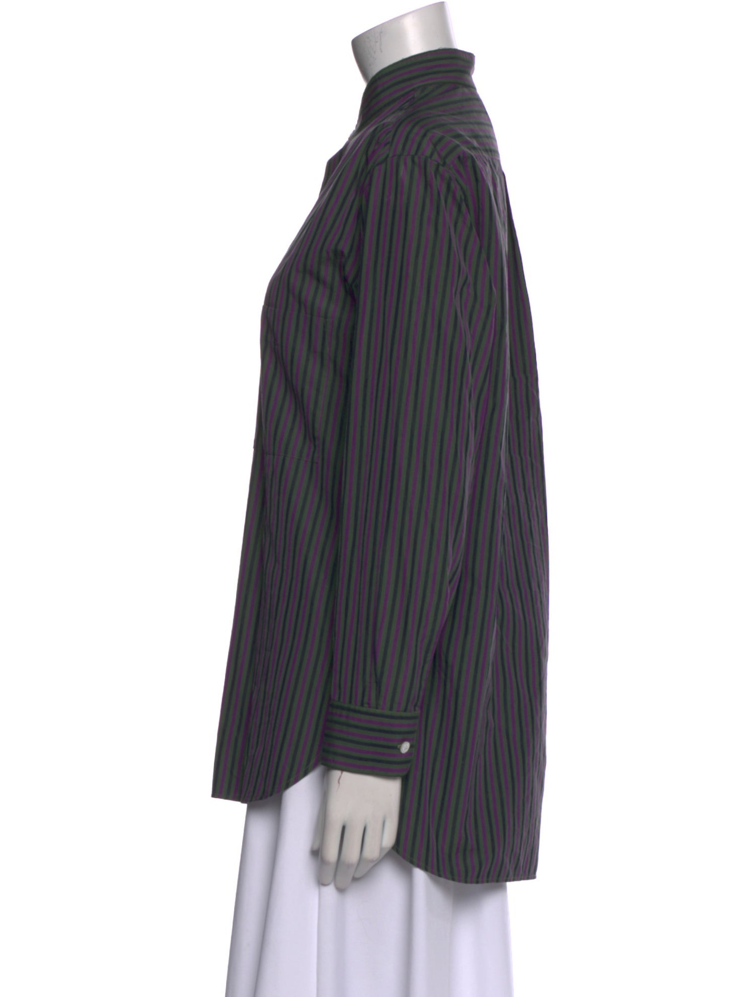 Cristaseya + Salvatore Piccolo Striped Mock Neck Button-Up Top