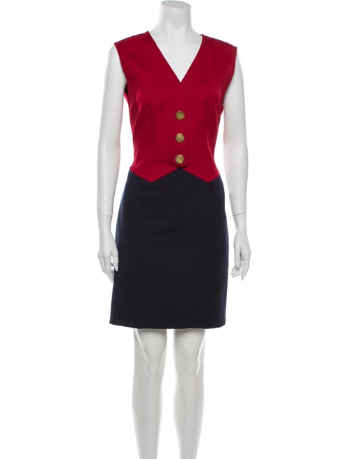 Carolyne Roehm Colorblock Pattern Mini Dress Red