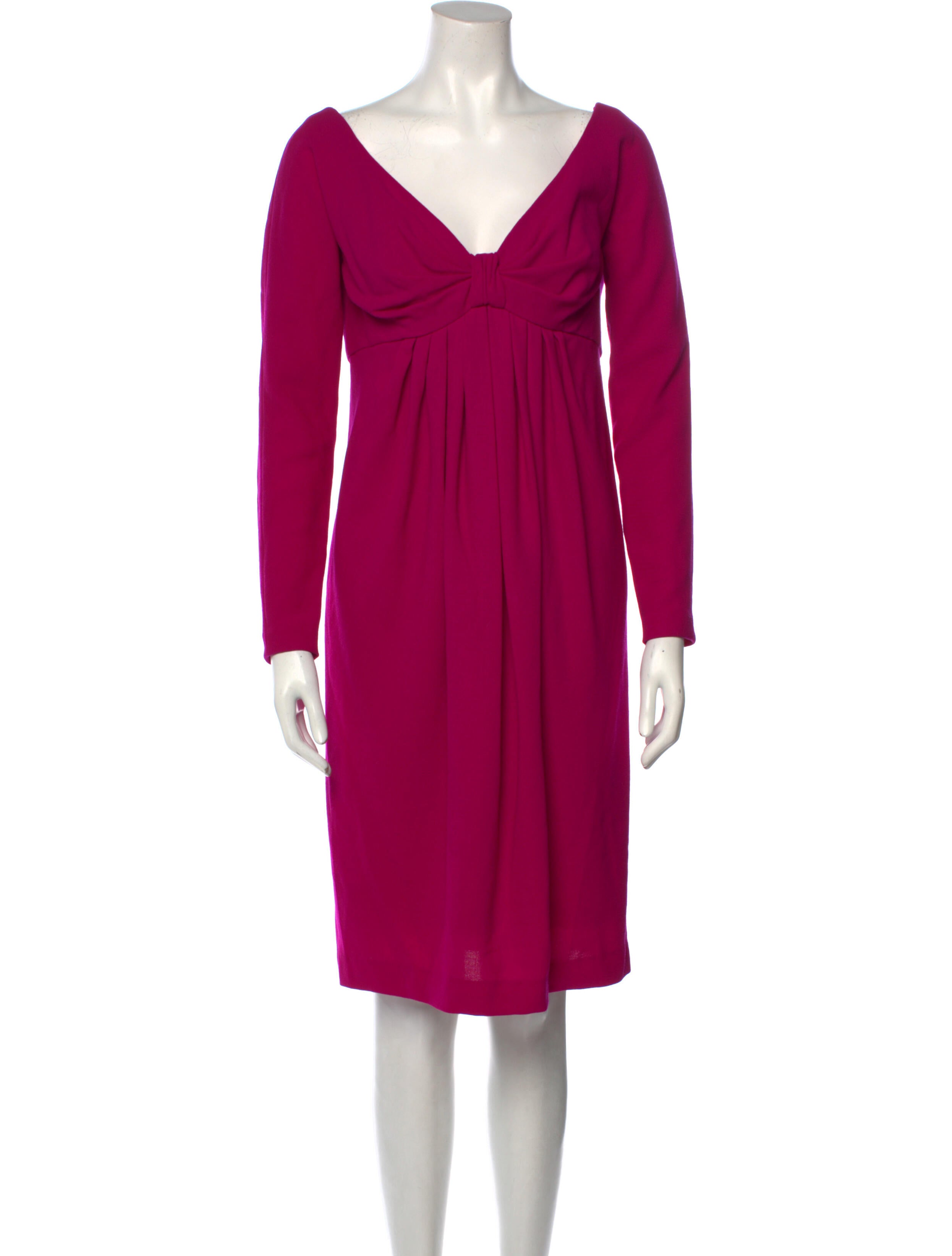Carolyne Roehm V-Neck Knee-Length Dress
