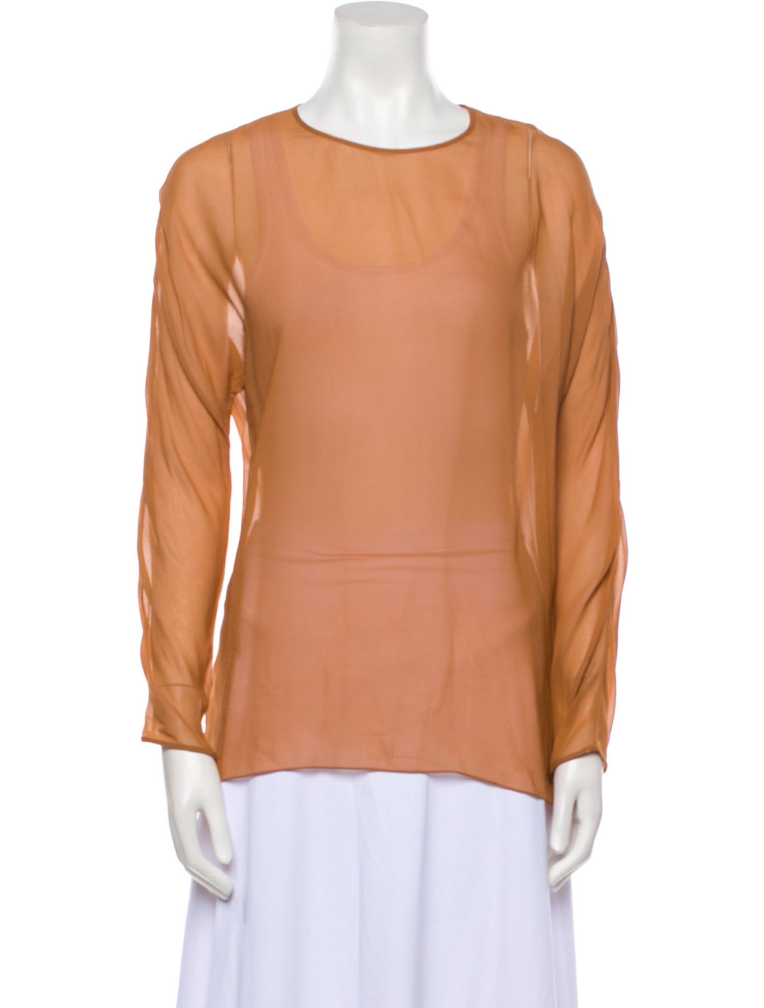 Carolyne Roehm Scoop Neck Long Sleeve Blouse