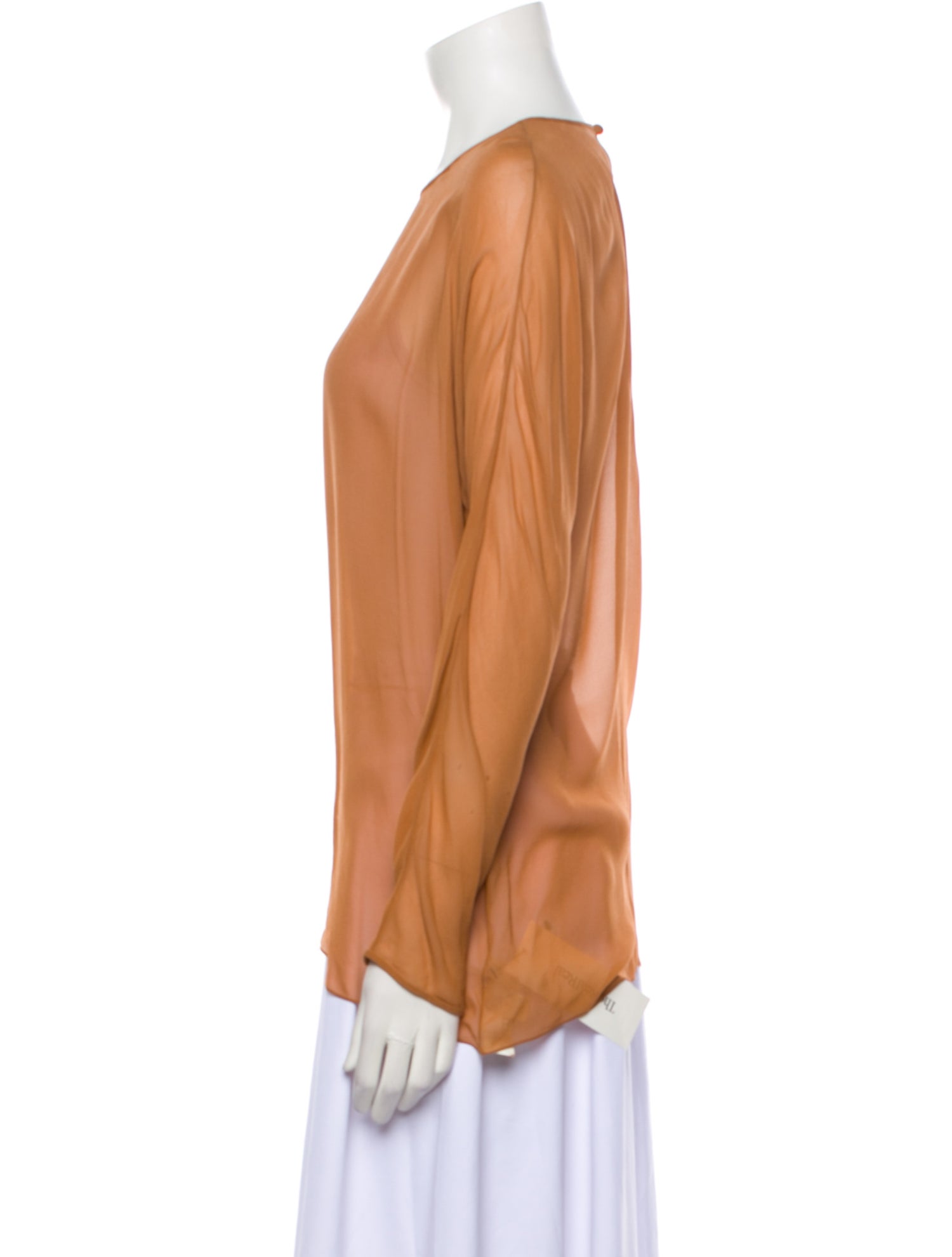 Carolyne Roehm Scoop Neck Long Sleeve Blouse
