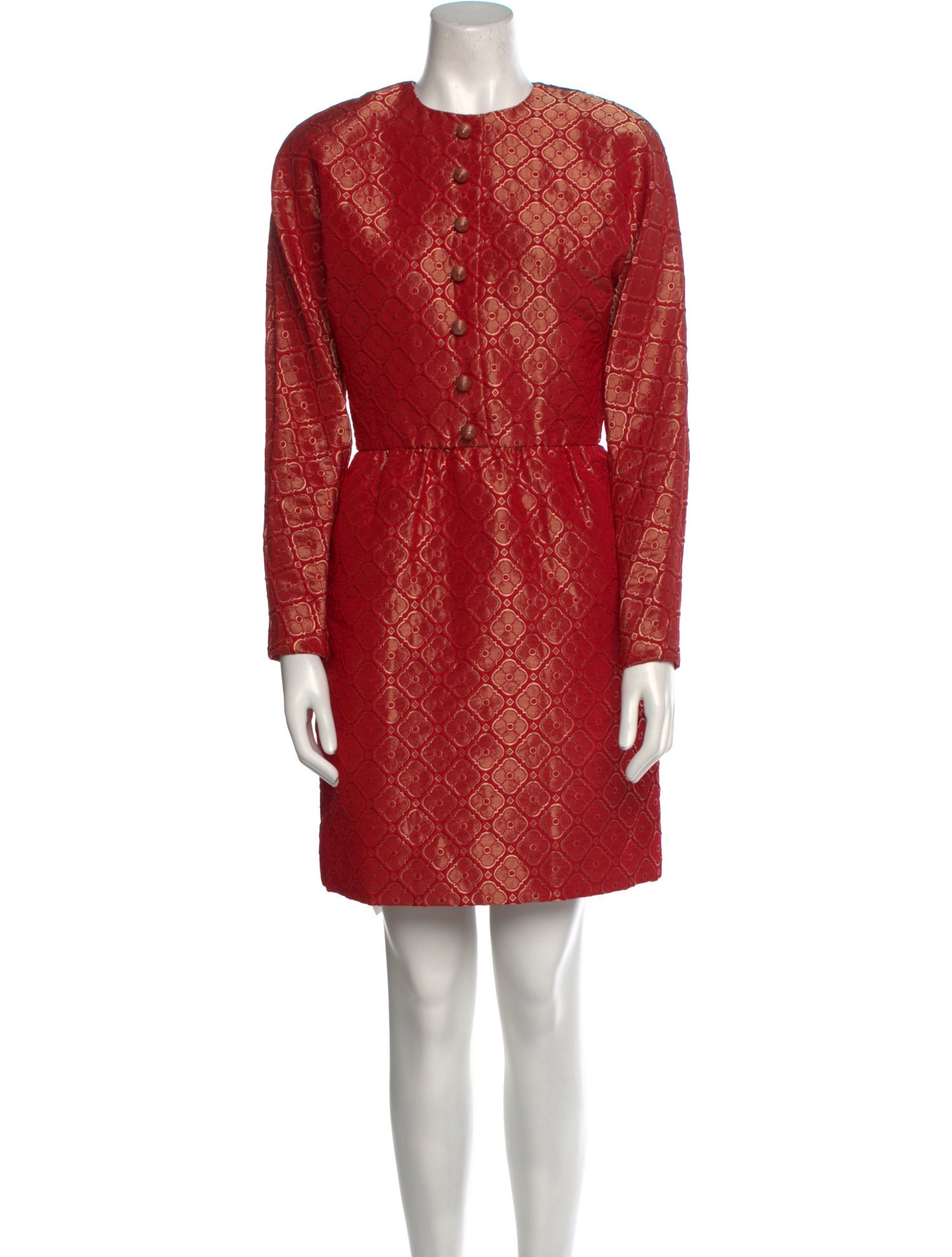 Carolyne Roehm Crew Neck Mini Dress