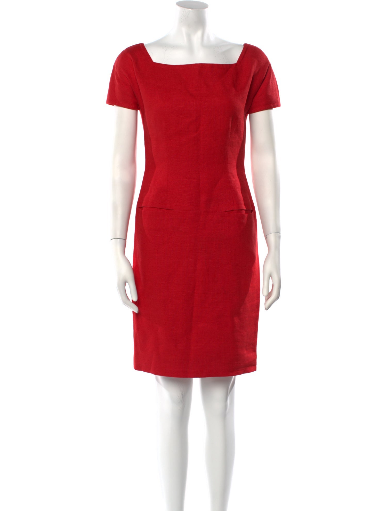 Carolyne Roehm Square Neckline Mini Dress