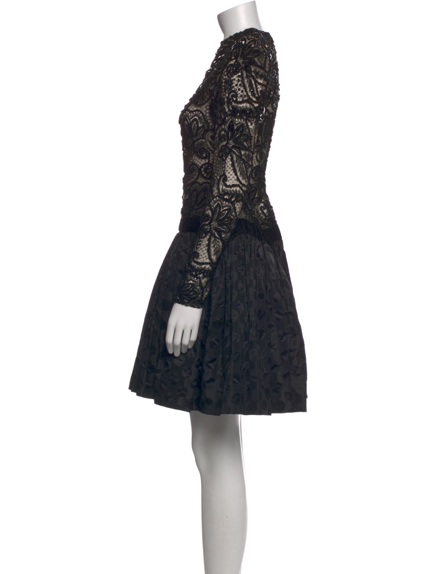 Carolyne Roehm Lace Pattern Mini Dress