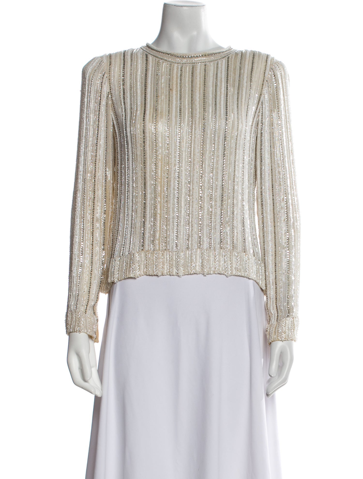 Carolyne Roehm Bateau Neckline Long Sleeve Blouse