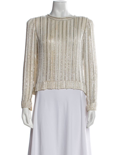 Carolyne Roehm Bateau Neckline Long Sleeve Blouse