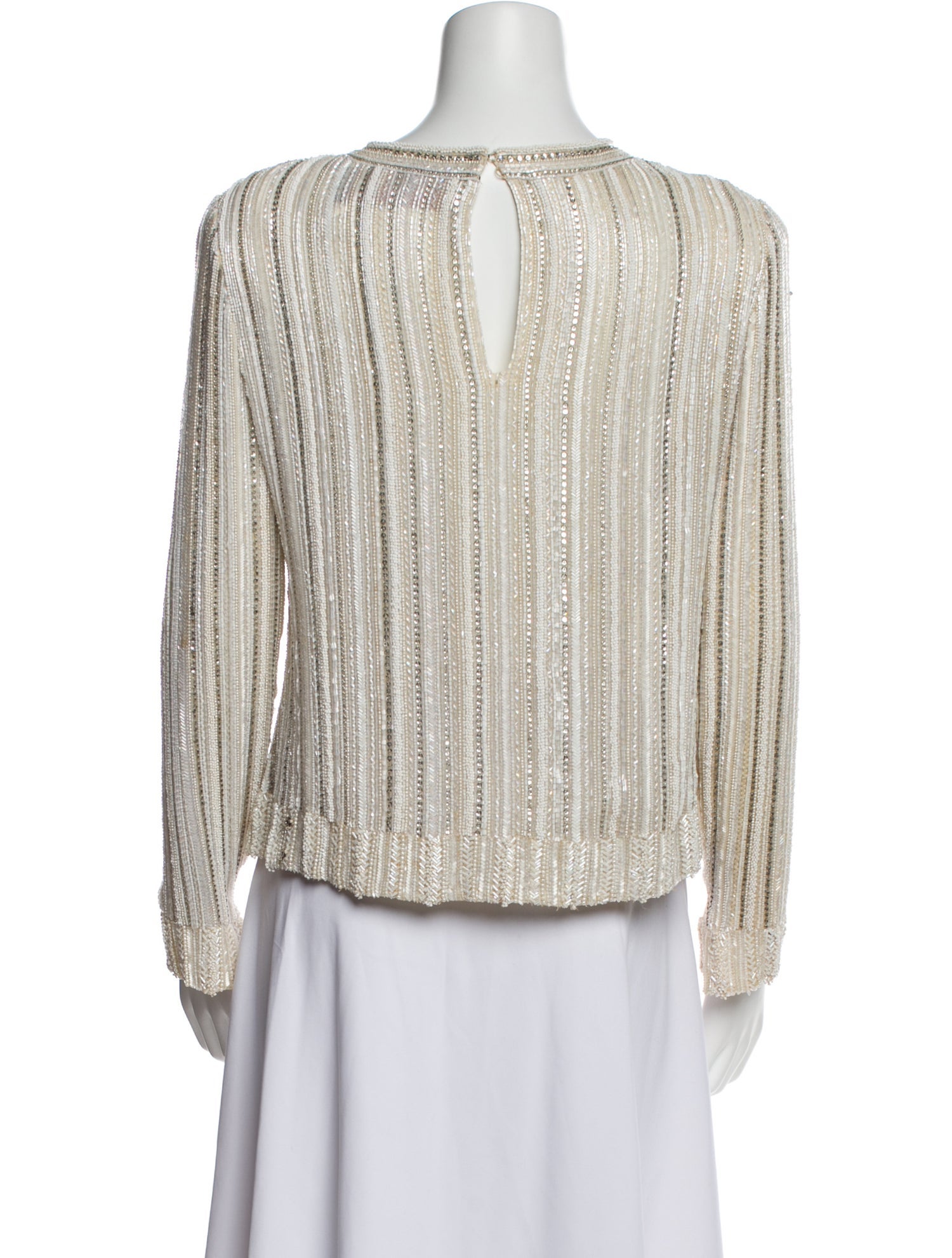 Carolyne Roehm Bateau Neckline Long Sleeve Blouse