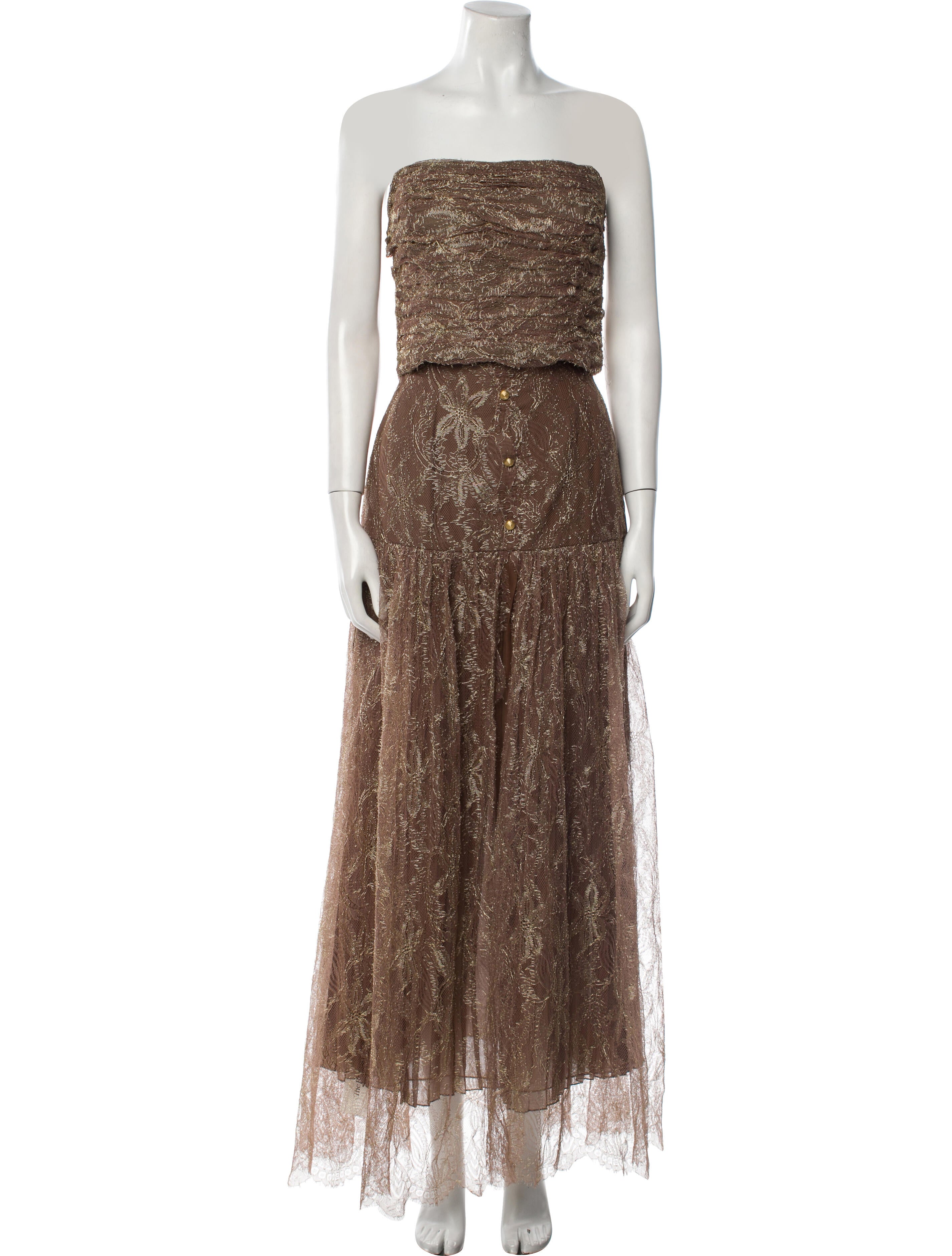 Carolyne Roehm Printed Lace Trim Embellishment Skirt Set