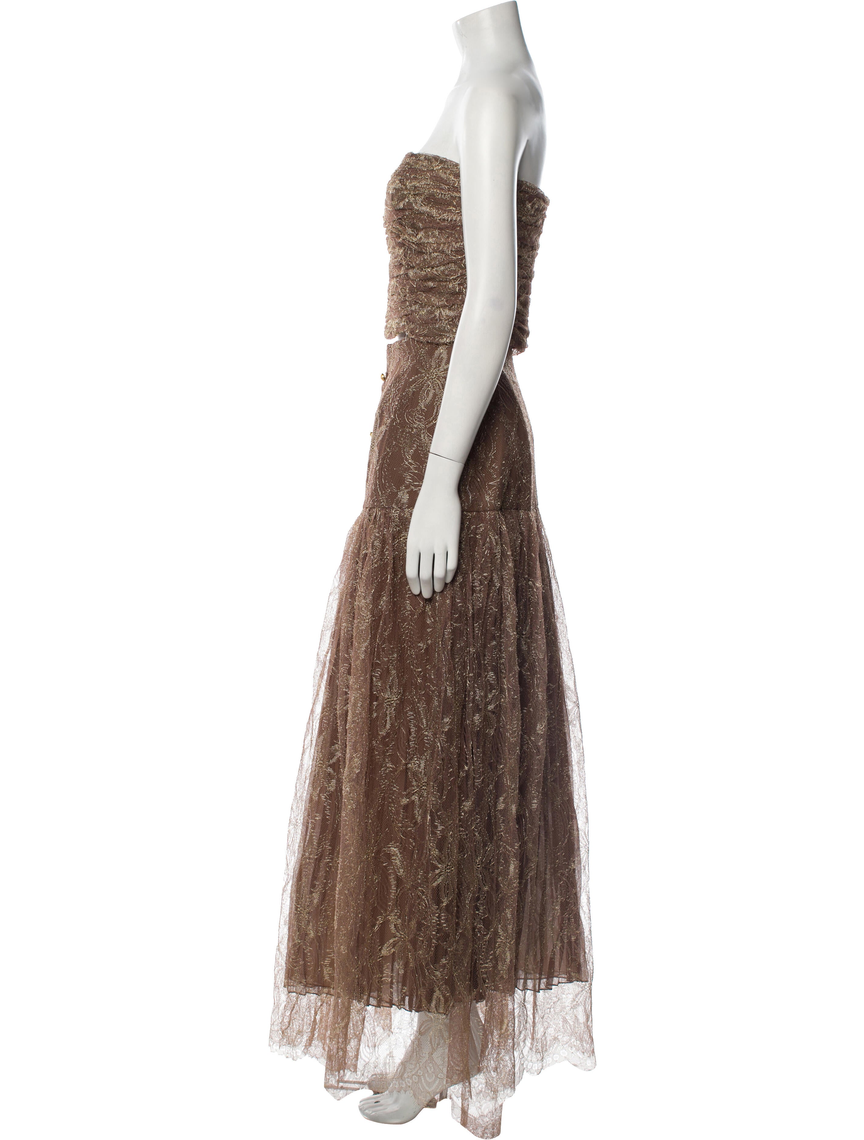 Carolyne Roehm Printed Lace Trim Embellishment Skirt Set