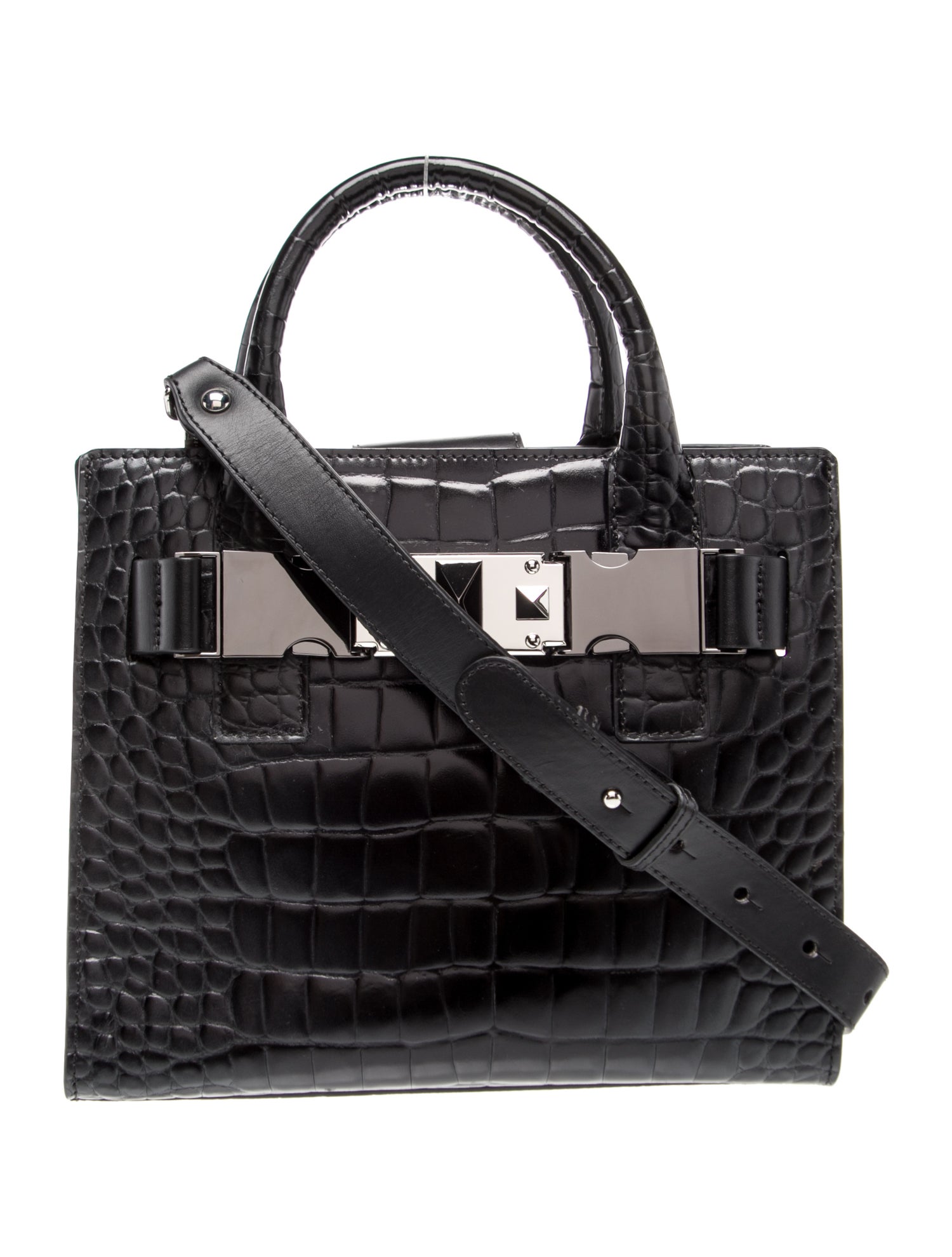 Cromia Embossed Leather Top Handle Bag