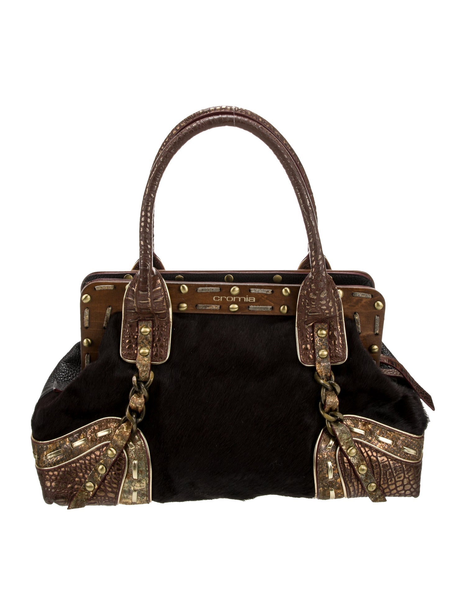 Cromia Leather Top Handle Bag