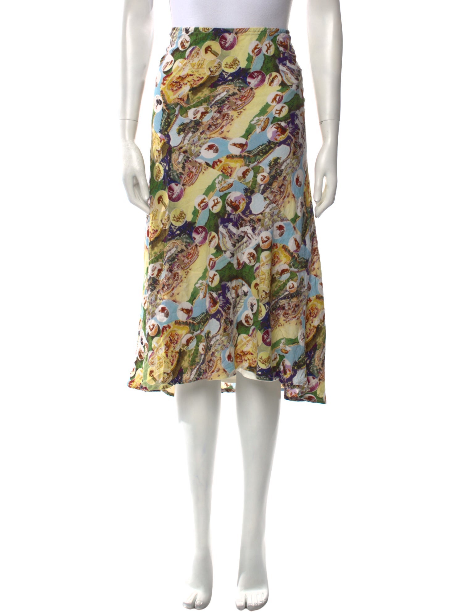 Caron Callahan Floral Print Midi Length Skirt