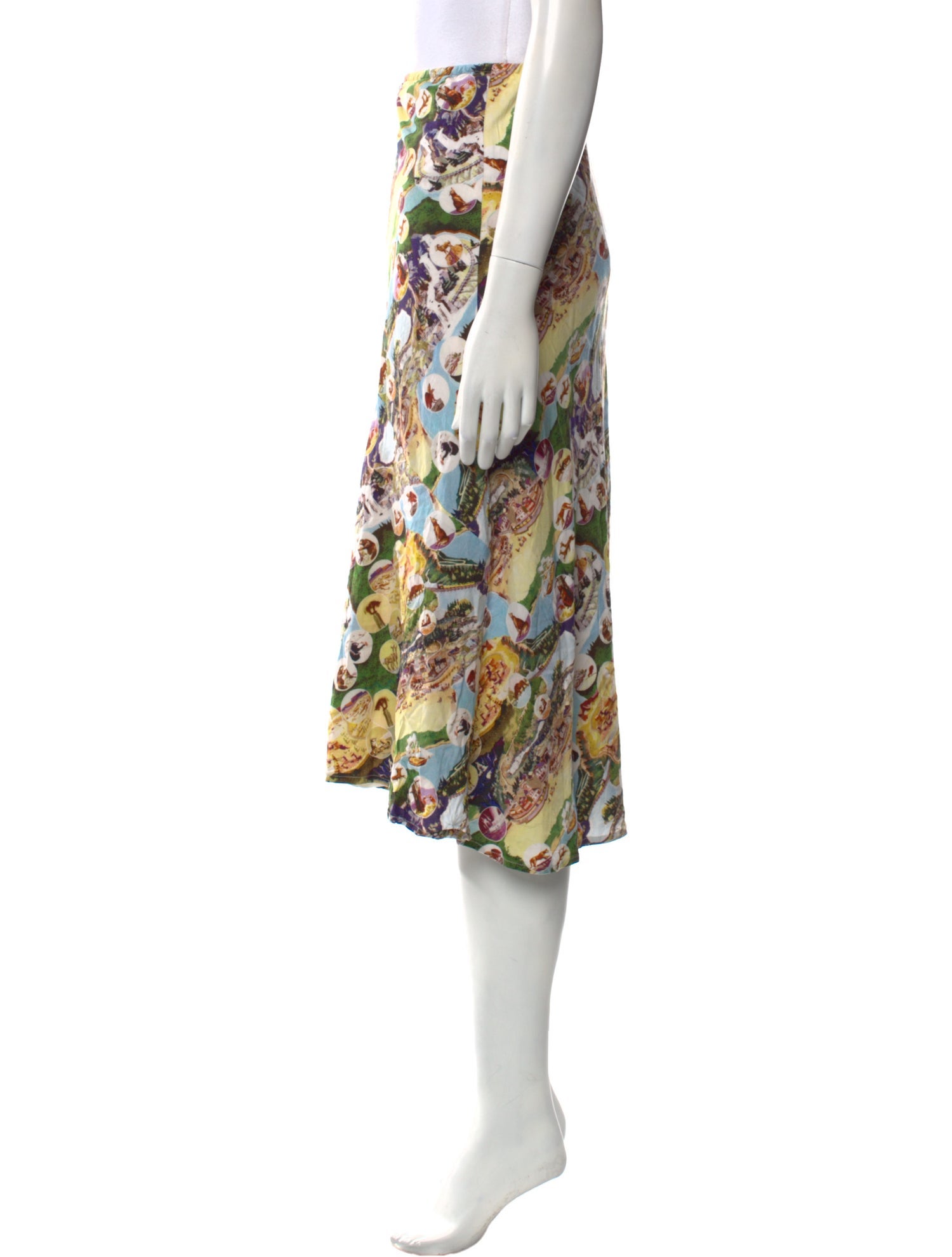 Caron Callahan Floral Print Midi Length Skirt