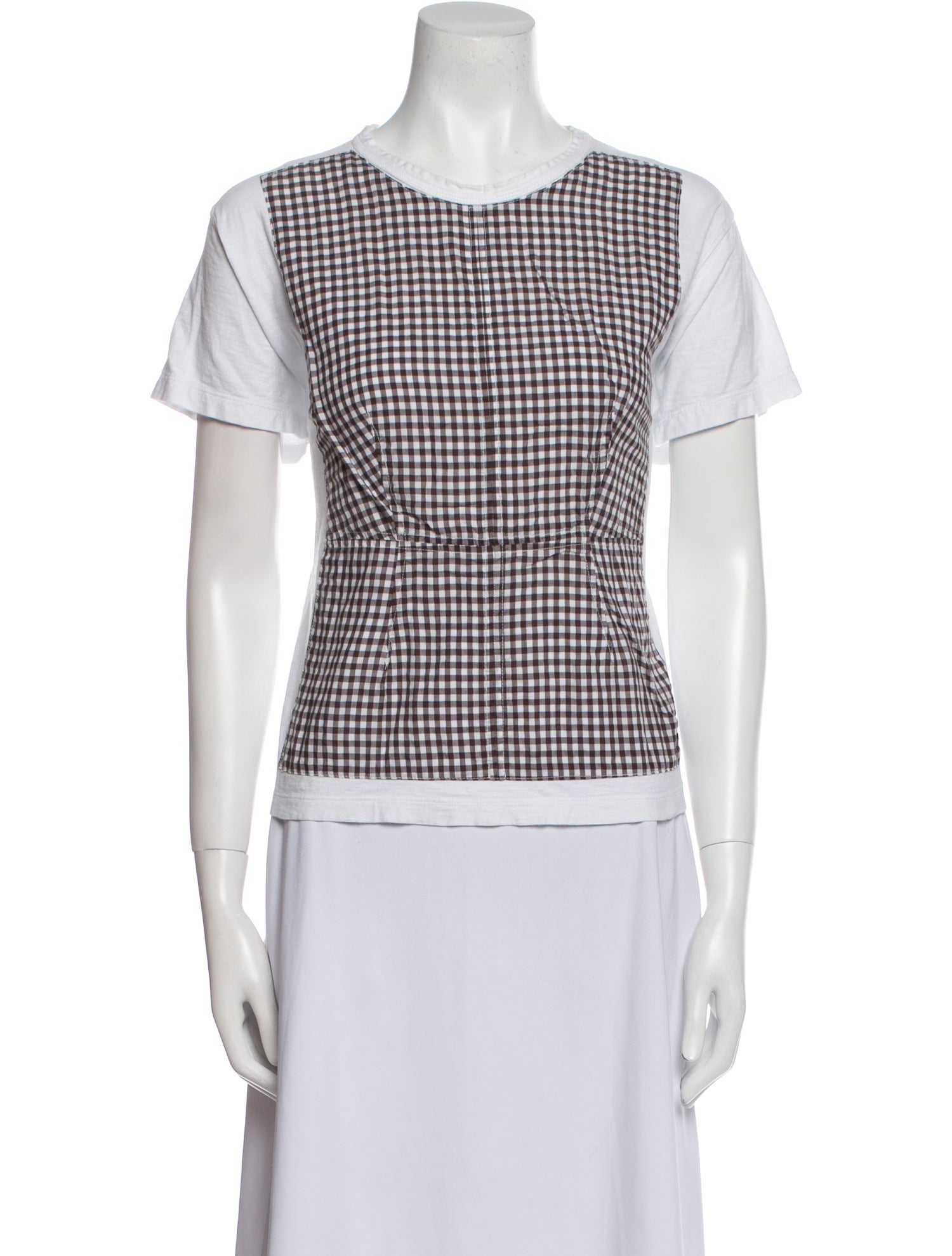 Caron Callahan Plaid Print Crew Neck T-Shirt