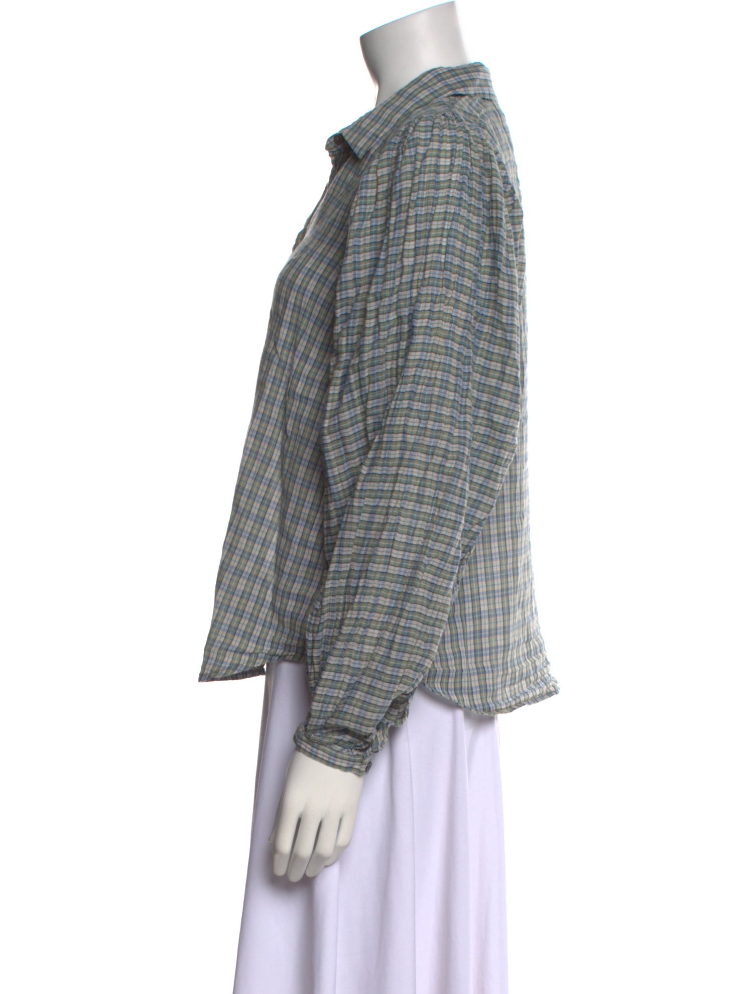 Caron Callahan Plaid Print Long Sleeve Button-Up Top