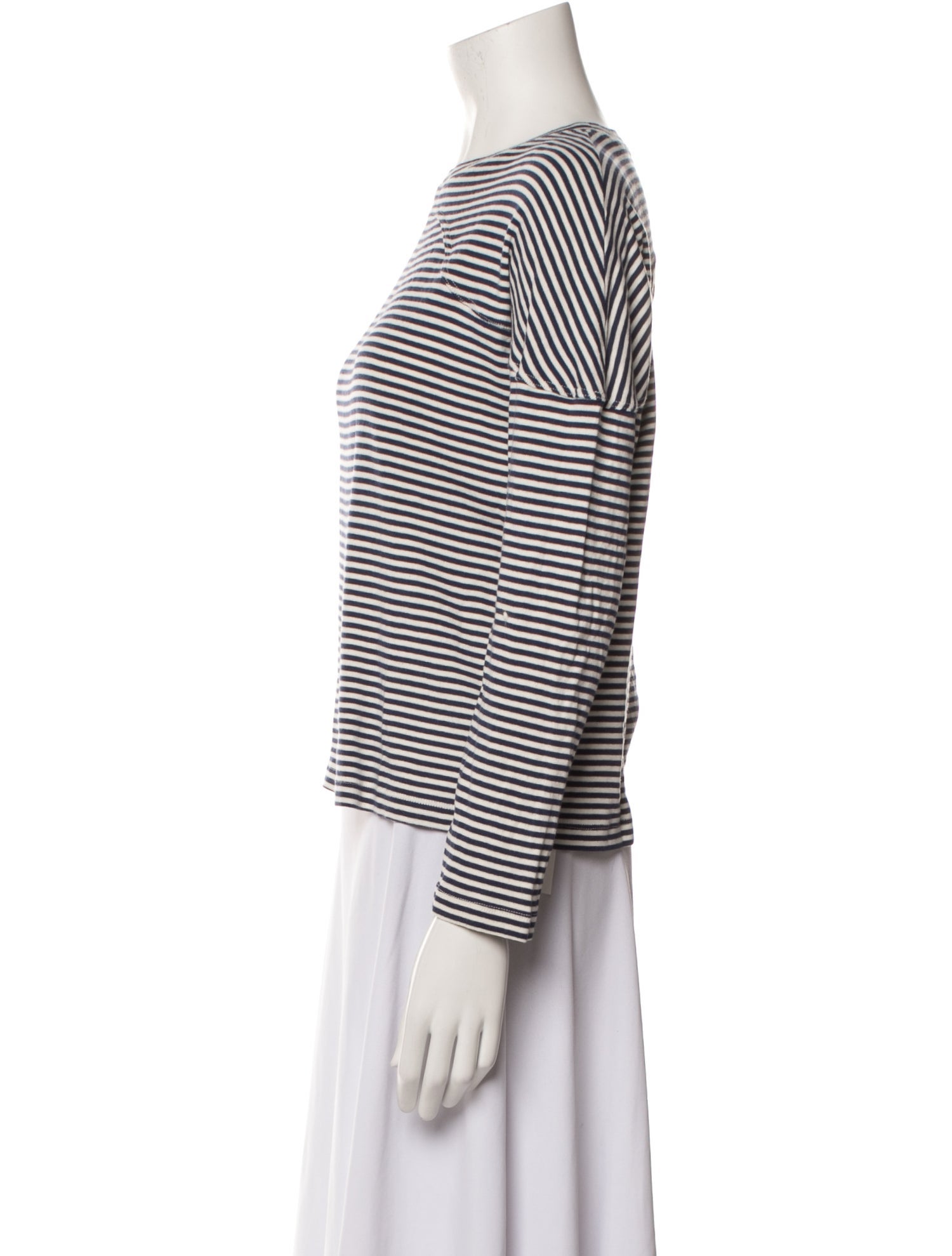 Caron Callahan Striped Bateau Neckline Top