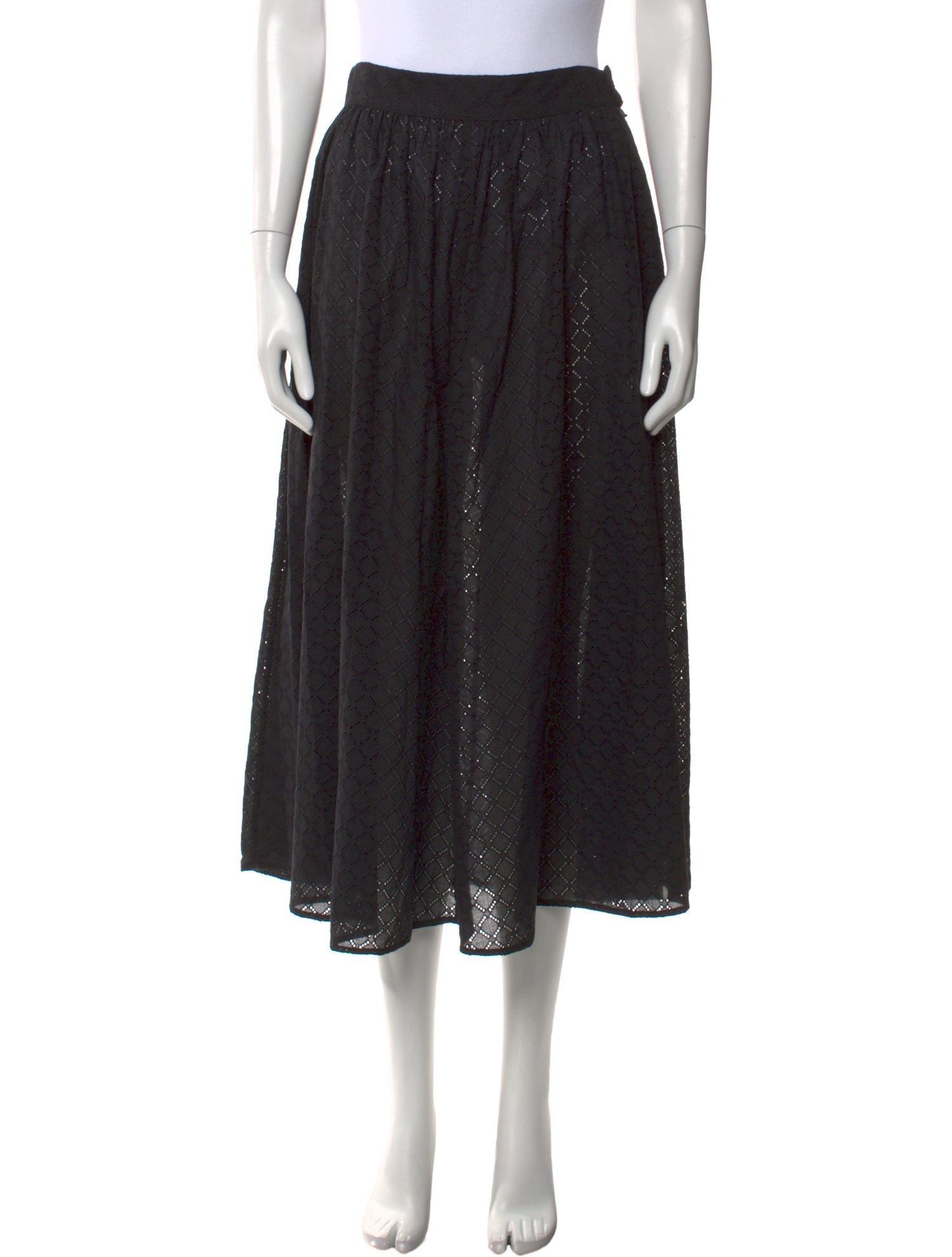 Caron Callahan Eyelet Trim Midi Length Skirt