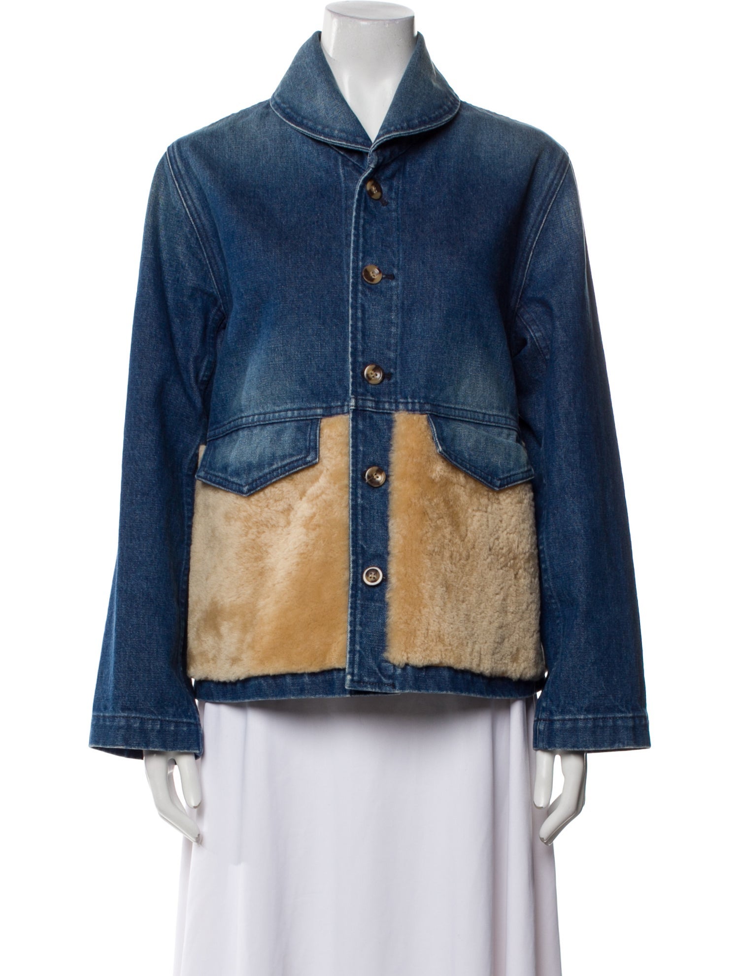 Caron Callahan Colorblock Pattern Fur Jacket