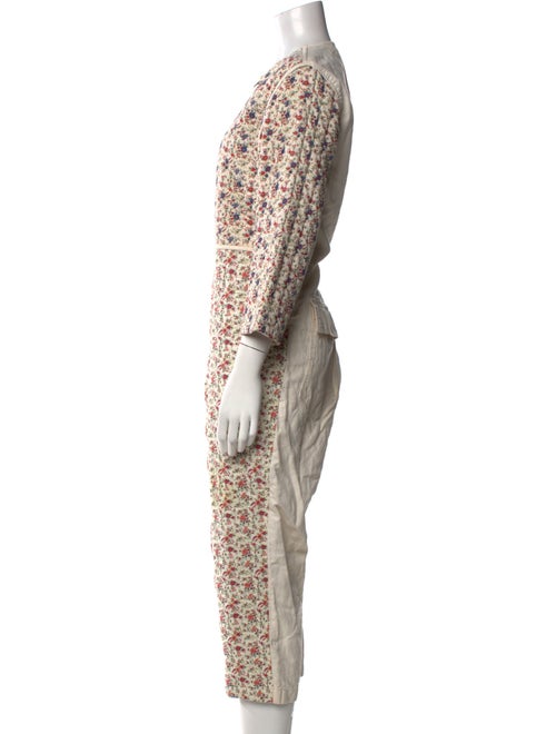 Caron Callahan Floral Print Crew Neck Jumpsuit