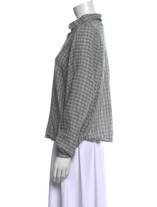 Caron Callahan Plaid Print Long Sleeve Button-Up Top
