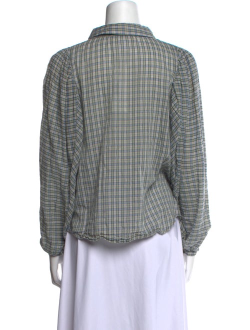 Caron Callahan Plaid Print Long Sleeve Button-Up Top