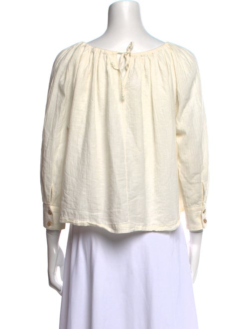 Caron Callahan Bateau Neckline Three-Quarter Sleeve Crop Top