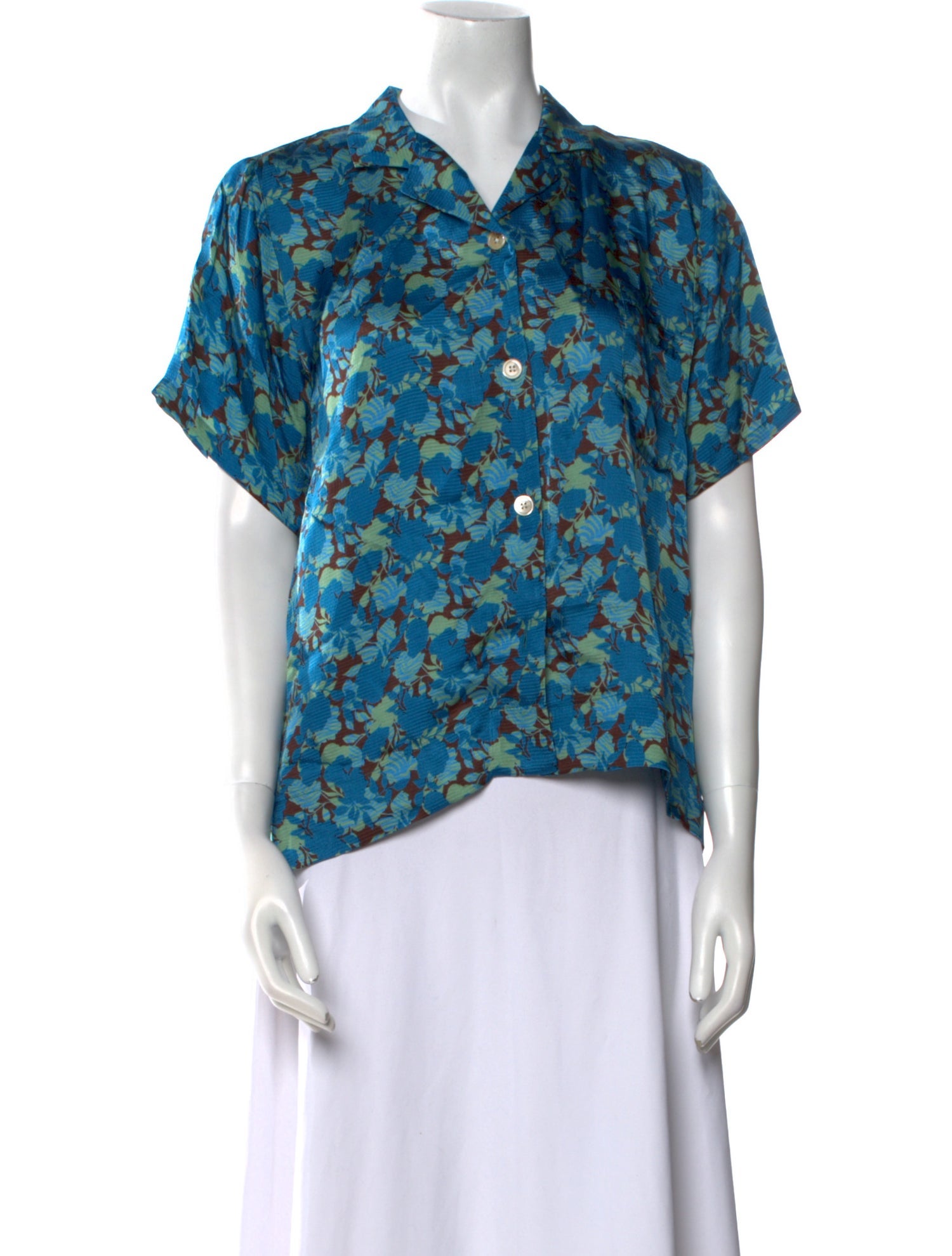 Caron Callahan Floral Print V-Neck Blouse