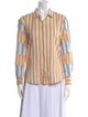 Caron Callahan Striped Long Sleeve Button-Up Top