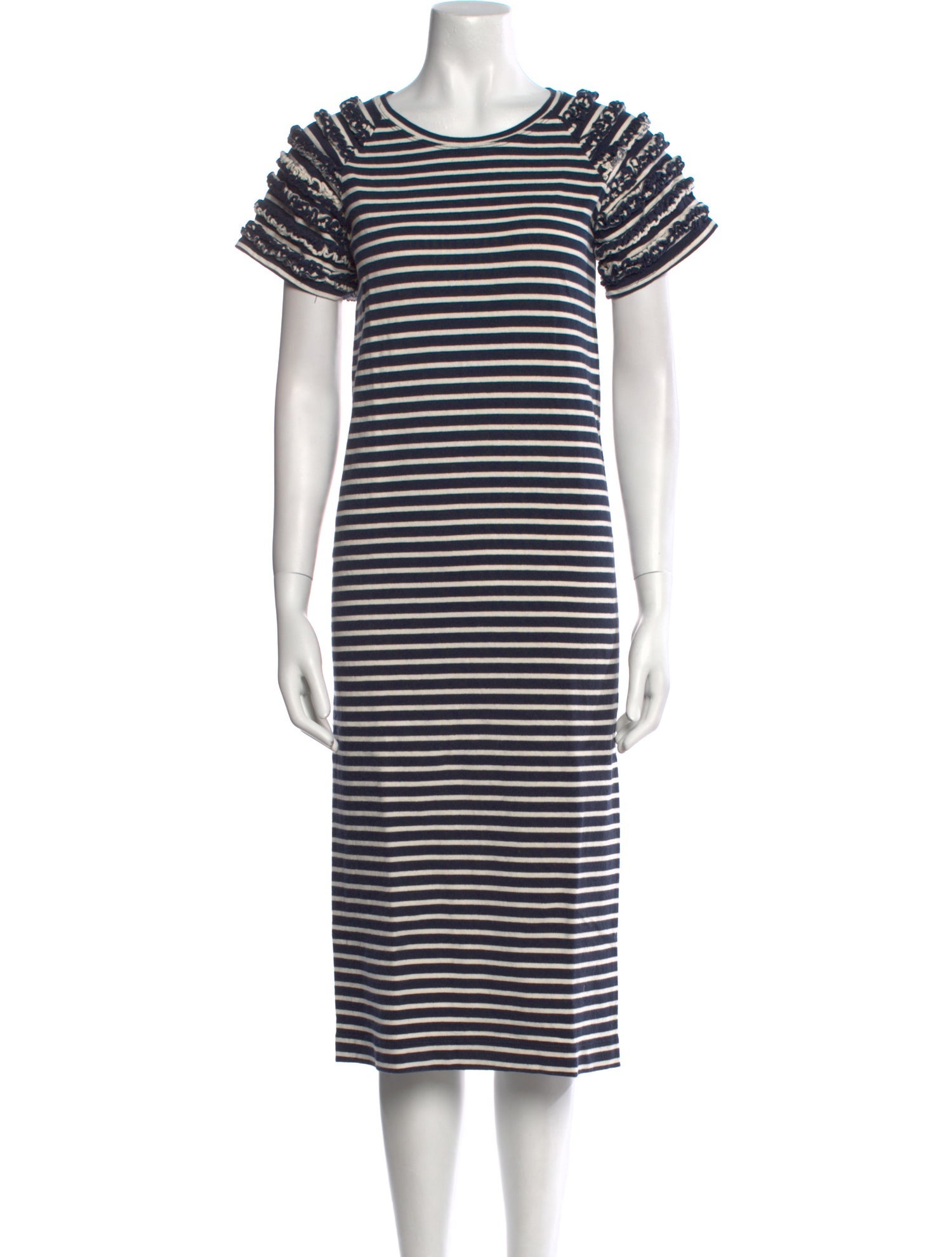 Caron Callahan Striped Midi Length Dress